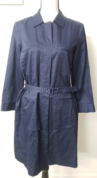 Theory navy blue belted dress sz. 8 - Picture 1 of 7